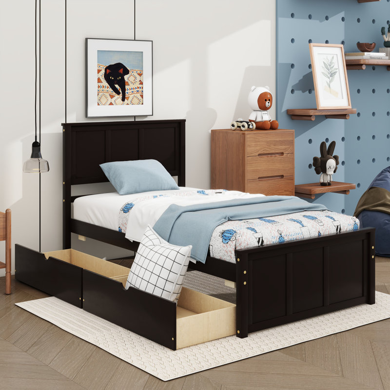 Lit plateforme avec rangement Tarrel, Espresso