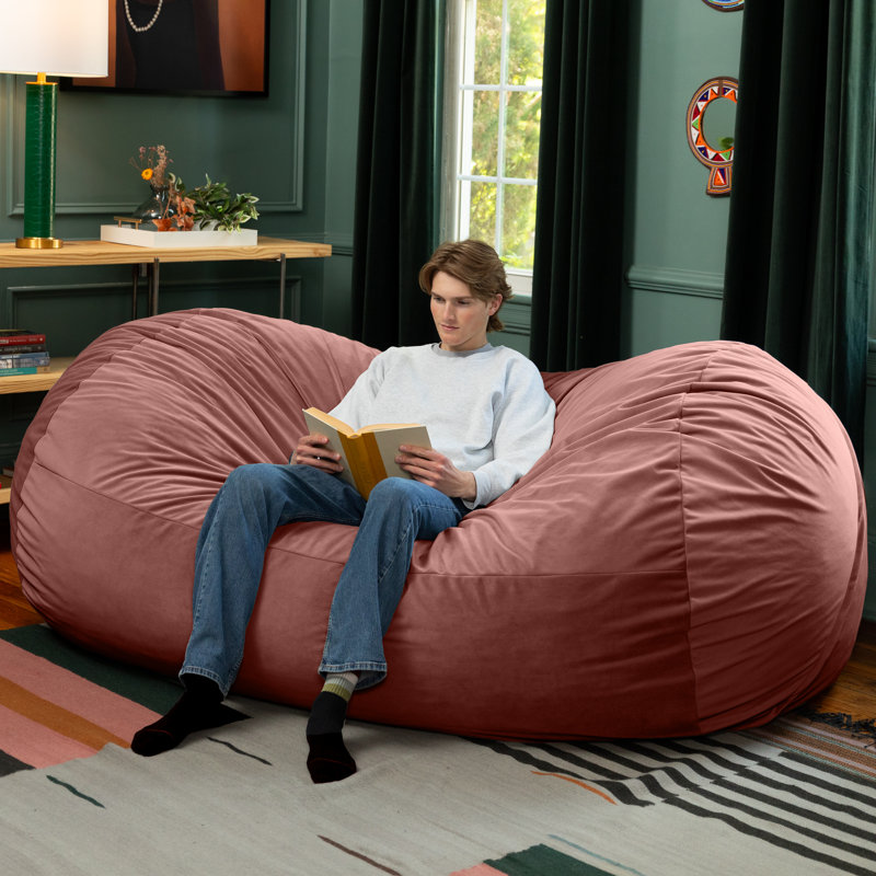 Canapé à billes Grand Lounger, Velours rose