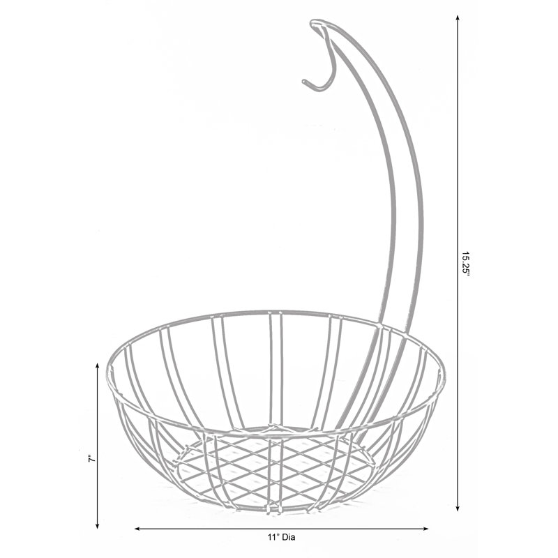 Round Black Metal Fruit Basket with Banana Hanger