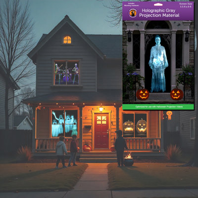  (5 pi x 9 pi gris) écran de projection arrière holographique avec quincaillerie de fixation pour projeter des vidéos d'Halloween