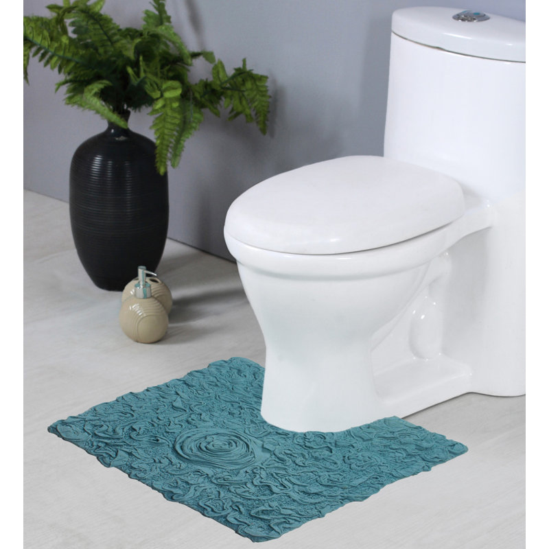 Schoenberger 100% Cotton Contour Bath Mat 20"x20", Light Blue