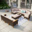 All Weather Wicker/Rattan 10 - Person Seating Group with Cushions-1358430489