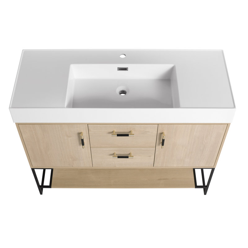 Meuble-lavabo autoportant de 48 po avec lavabo en résine