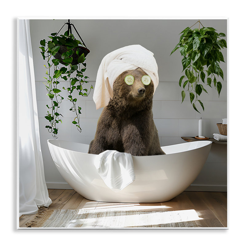 Bear in Refreshing Spa Bath Wall Plaque, design by CAD Designs