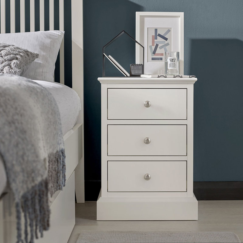 Broadridge 44cm W Solid Wood Bedside Table, White