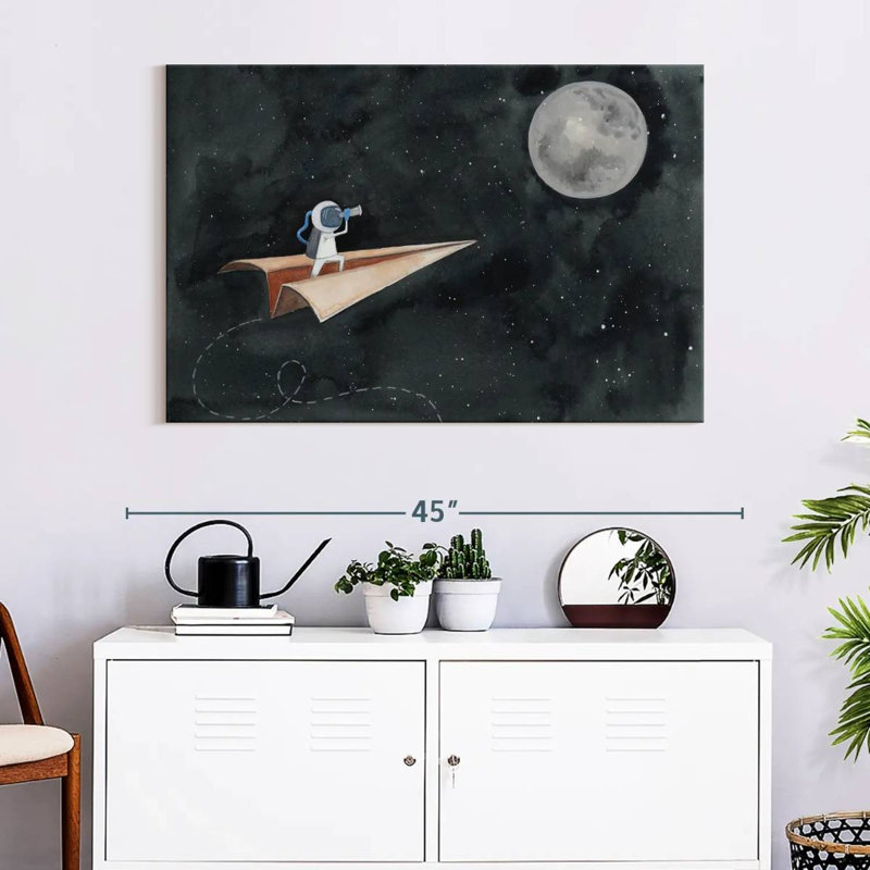 Avion en papier jusqu'à la lune, H 26 po x l 39 po