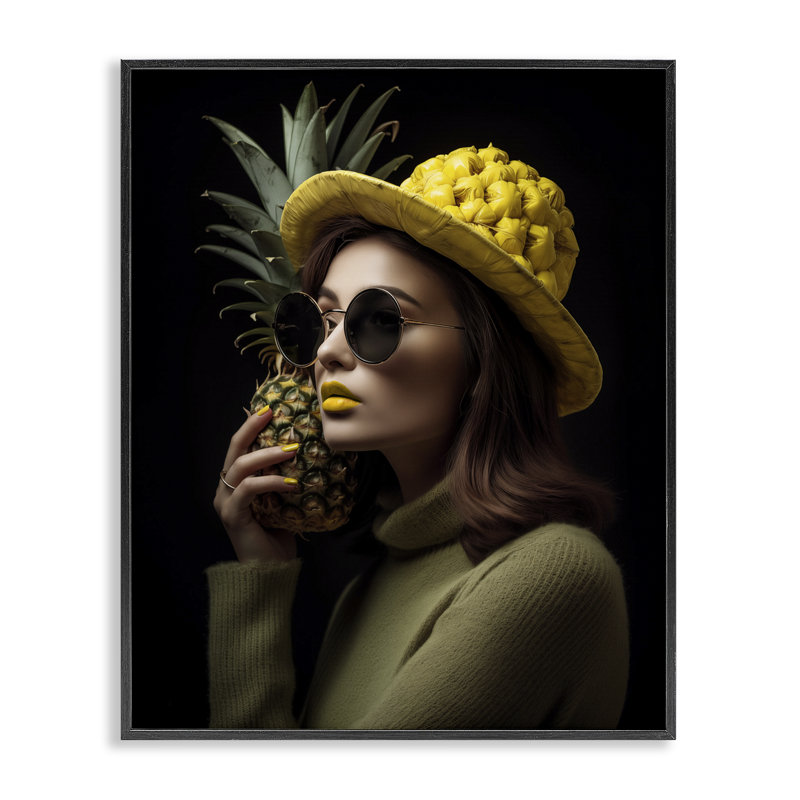 Chic Tropical Woman Framed Giclee Art by Ziwei Li, Midnight Black Framed Giclee, 20" H x 16" W