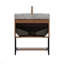 Meuble-lavabo 30 po, armoire de rangement autoportante en contreplaqué rayé avec tiroir et tablette ouverte, plateau en pierre frittée gris clair et lavabo en céramique encastré, pré-assemblé-1191015517