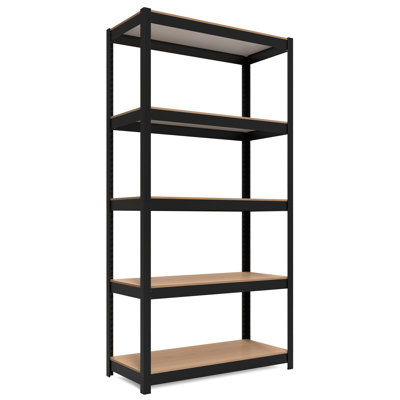 35.9"W Adjustable 5-Tier Shelf for Closet, Pantry & Home Office, Black, 1Pack