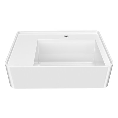 Whitehaus Collection 26" Rectangular Wall Mount Basin With Faucet Drilling And Rear Center Drain Location