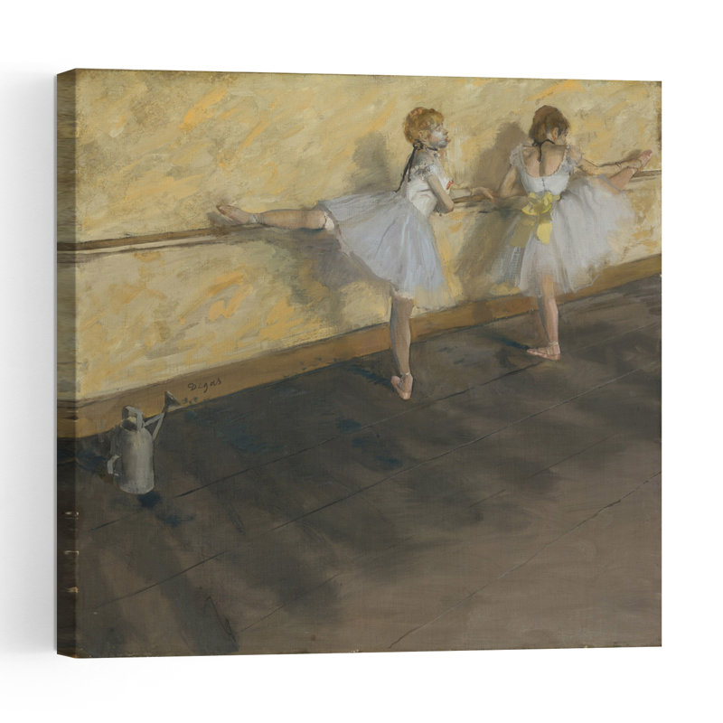 Danseuses s'exerçant à la barre, 1877. Estampe d'art mural contemporaine abstraite impressionniste., H 36 po x l 36 po
