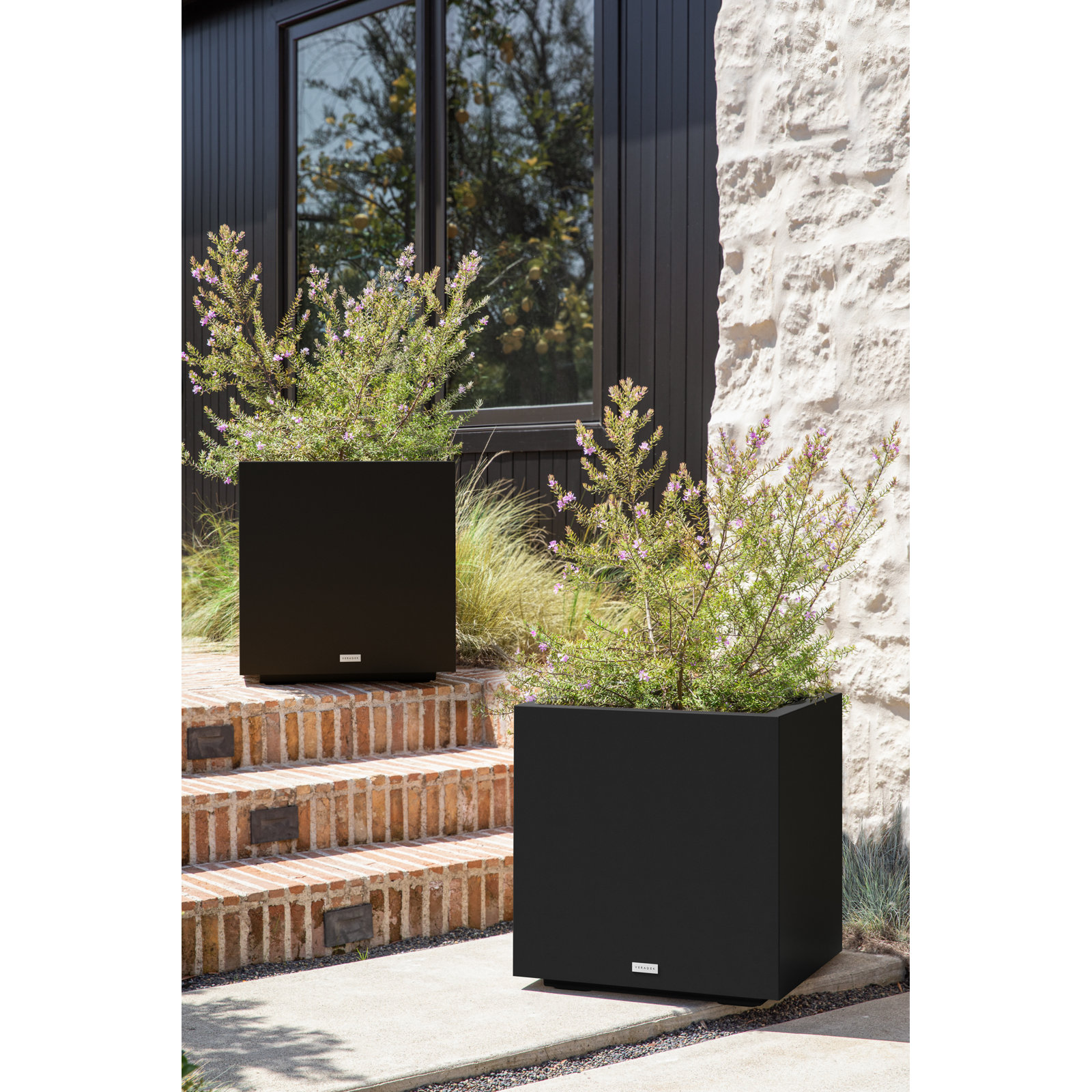 Block Series Cube Planter, 22.25" H x 21" W x 21" D, Black