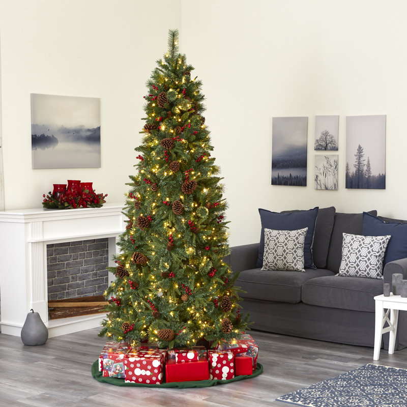 Lighted Artificial Christmas Tree, 7.5' H