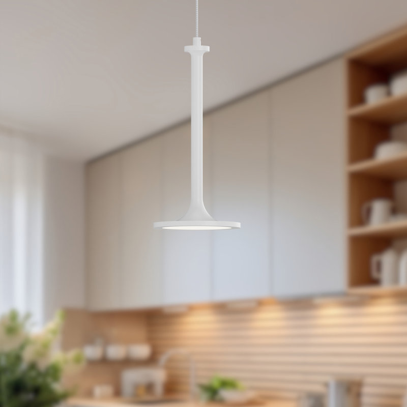 Daveney 1 - Light LED Single Pendant, 12.38" H x 5.63" W x 5.63" D, White