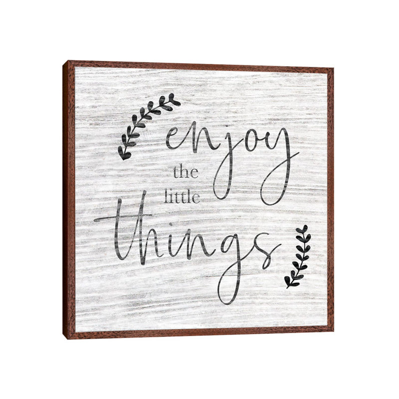 Enjoy The Little Things - Print on Canvas, Classic Brown Wood Framed, 66.04cm H x 66.04cm W x 3.81cm D