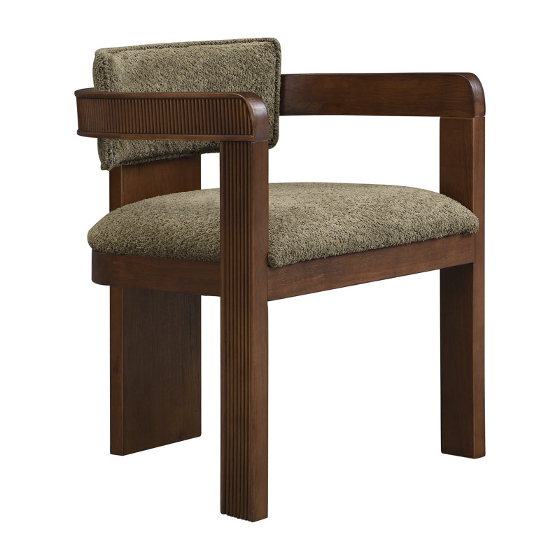 Fauteuil de salle à manger Lyddia de style néoclassique moderne, rembourré, avec structure en bois cannelé, largeur 60 cm (23,5 po).