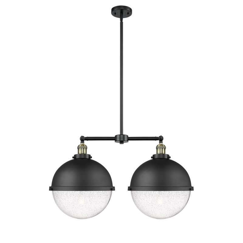 Luminaire suspendu linéaire à 2 lumières pour îlot de cuisine Alondrea, Ampoule non incluse, Nickel satiné brossé, Grainé