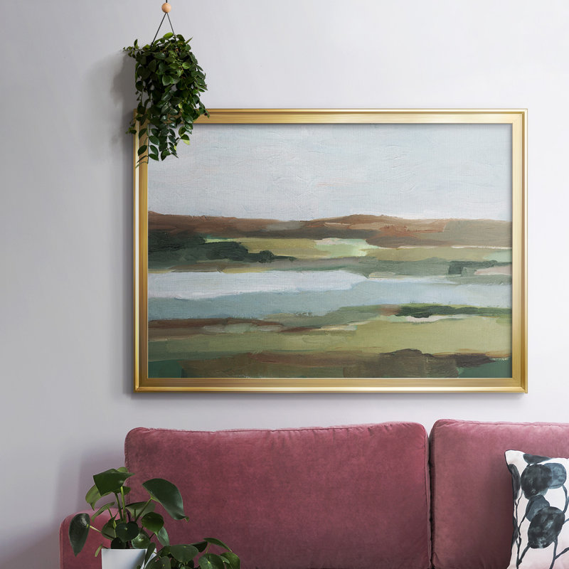 Autumn River Crossing II, reproduction d'art sur toile, H 14 po x l 20 po x P 1,5 po, Toile encadrée dorée avec coins fermés