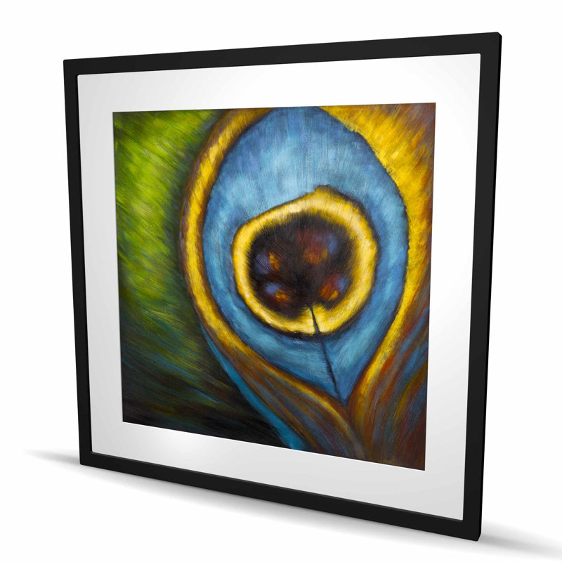 Peacock Feather Closeup | Exotic Framed Matted Print Decor