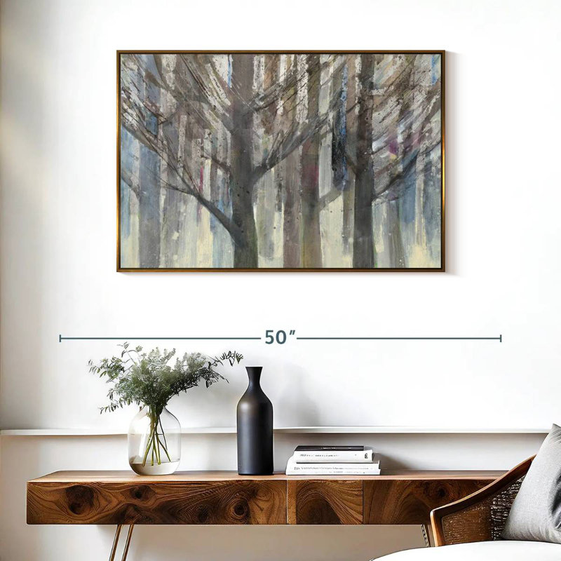 Lumière forêt, Cadre flottant doré, 37 po x 25 po