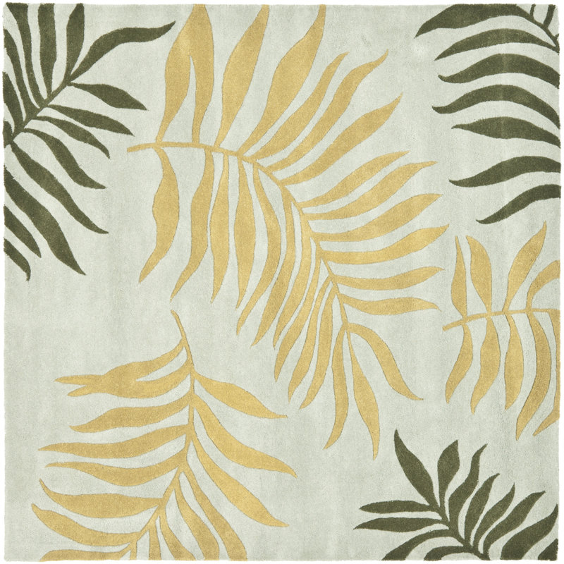 Luckey Hand Tufted Wool And Viscose Floral Rug, Square 6'