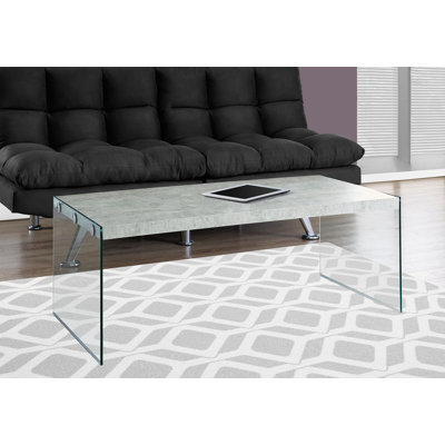 Coffee Table, Accent, Cocktail, Rectangular, Living Room, 44"L, Laminate, Clear Tempered Glass, Contemporary, Modern by Wrought Studio