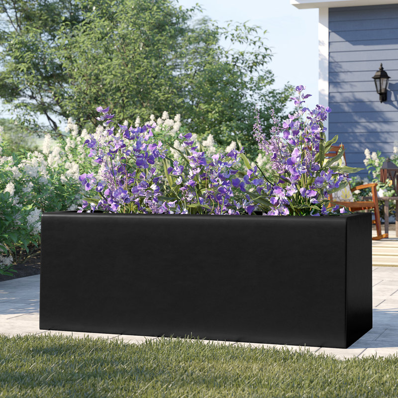 Cogburn Belmont Rectangle Planter Box, 10" H x 30" W x 10" D, Black