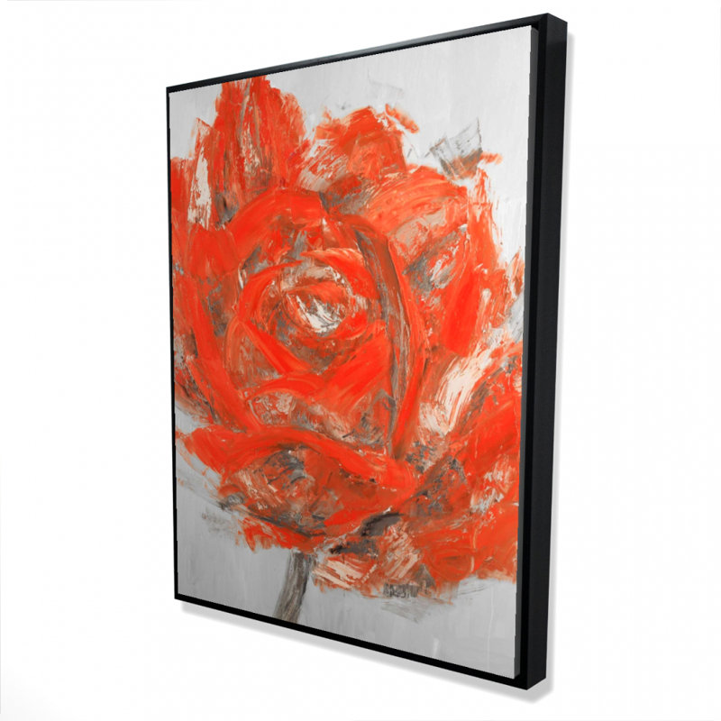 Abstract Red Flower Print On Canvas