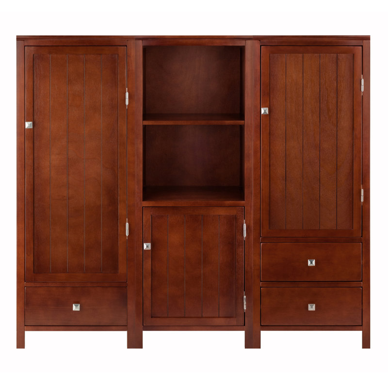 Brooke Modern Walnut Three-Cabinet Cupboard Set, 47.44'' H X 51.71" W X 15.75'' D