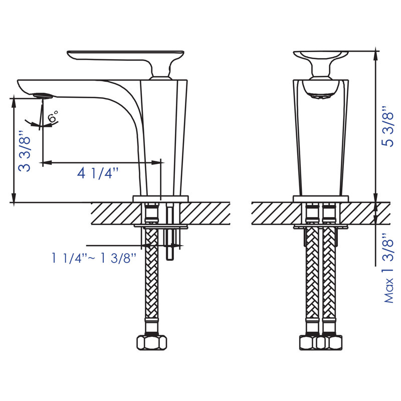 Robinet de salle de bain à un trou, Nickel brossé