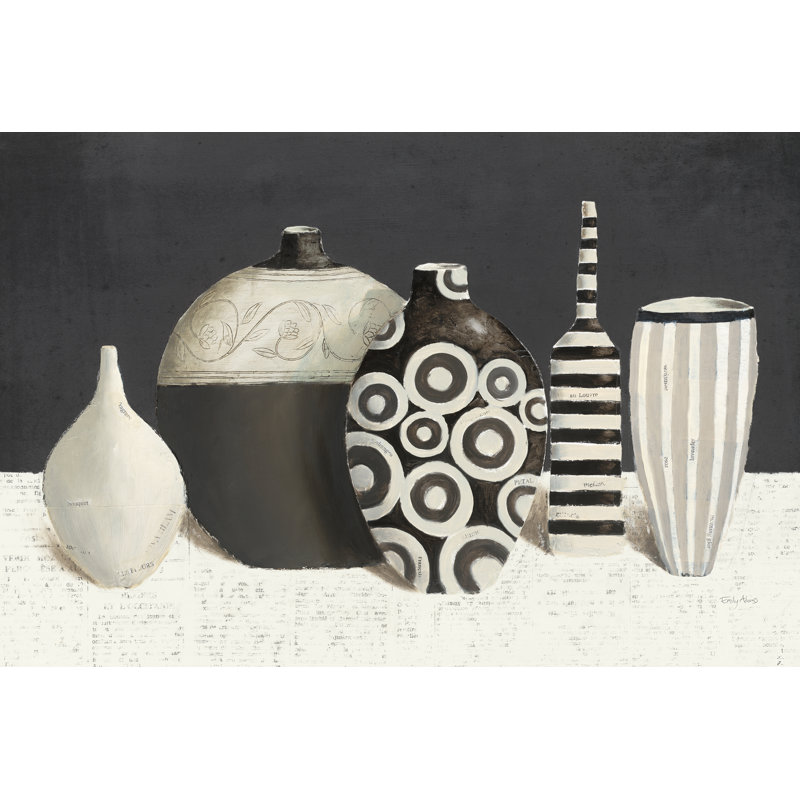 «Objet D Art Charcoal» par Emily Adams - Illustration sur toile, H 32 po x l 48 po x P 1,25 po, Cadre simple noir, Oui