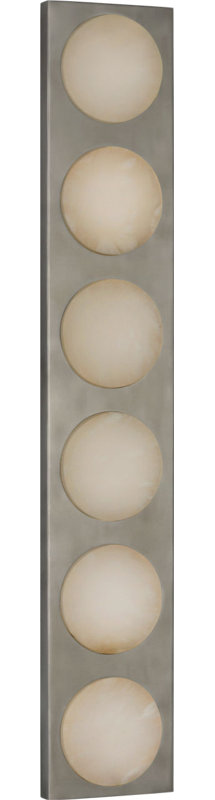 Dichotomy Sconce with Alabaster, 6 Lights, 27" H x 4.5" W x 0.75" D, Pewter