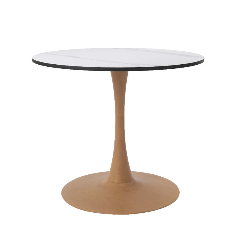 Hallett 27" Round Dining Table With MDF Top And Steel Pedestal Base For Modern Kitchen And Dining Room, White