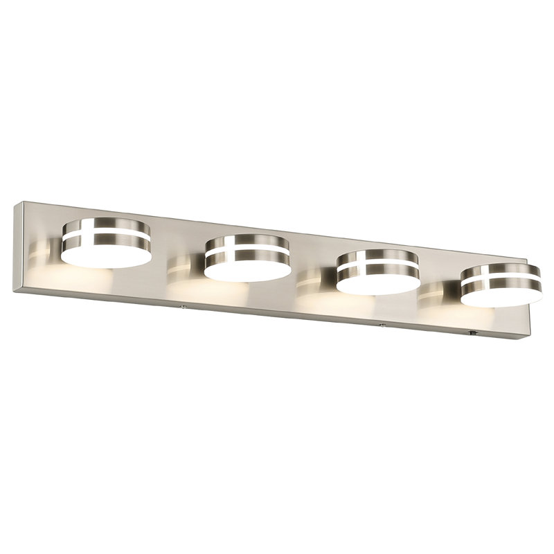 Luminaire de salle de bain 4 lumières à DEL à intensité variable moderne 4cc, 4, Nickel