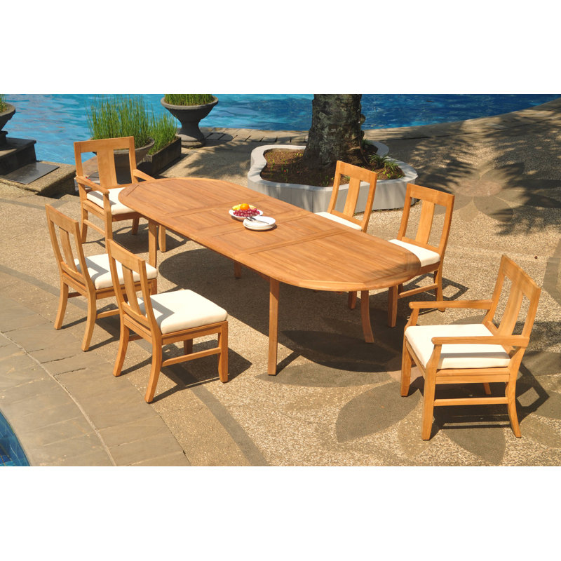 Osborne Outdoor - Piece Teak Dining Set, 117" L x 40" W x 30.5" H, 6