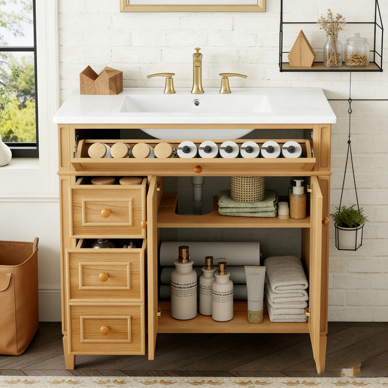 Meuble-lavabo 36 po avec lavabo, Bois