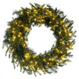 30" Georgian Fraser Fir Artificial Pre-Lit Wreath with 200 Warm White Low Voltage Lights