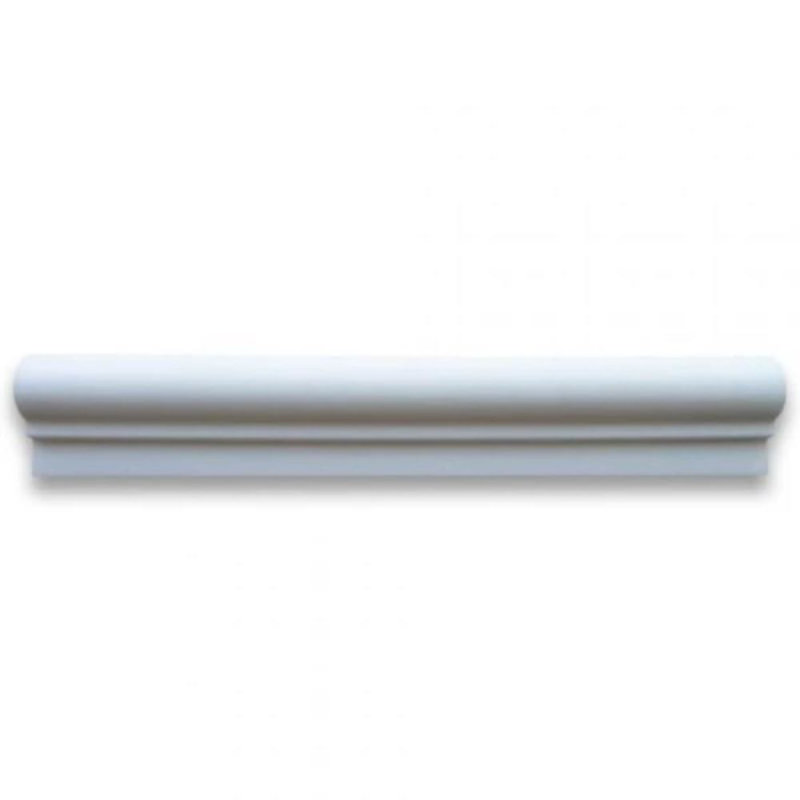 12" x 2" Honed Marble Chair Rail Tile Trim, Honed Thassos White