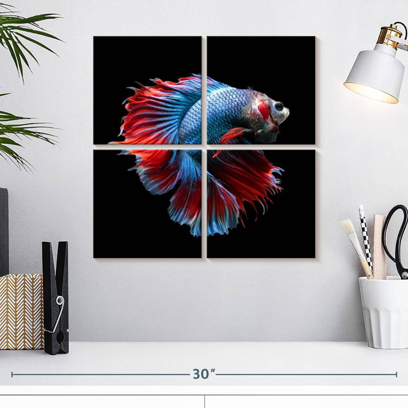 Brampt Blue And Red Betta Fish, 18" H x 18" W