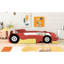 Lit de voiture de course simple rouge sur roulettes, contreplaqué massif et fabrication, rails latéraux pour la prévention des chutes, conception de sommeil confortable, dimensions de 98,7 po x 41,7 po et 26,5 po, assemblage requis, sécurité de qualité,-130833683