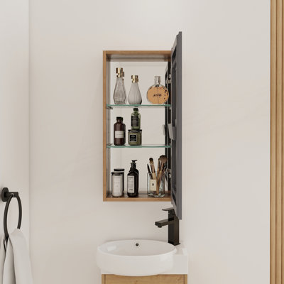 Armoire de salle de bain murale à miroir avec tablettes réglables