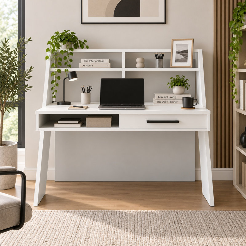 Soho 123cm W Computer Desk with Hutch and Drawer, White