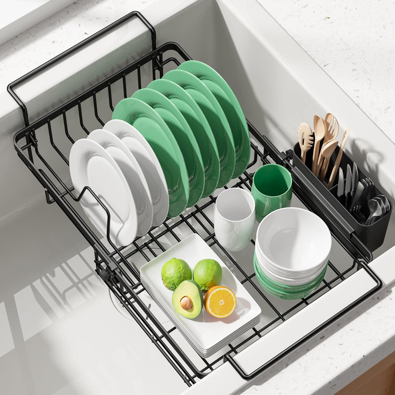 Expandable in-Sink or Over-Sink Dish Drying Rack (Black)