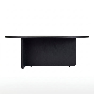 Aurelia Modern Oval Coffee Table With Architectural Slab Base