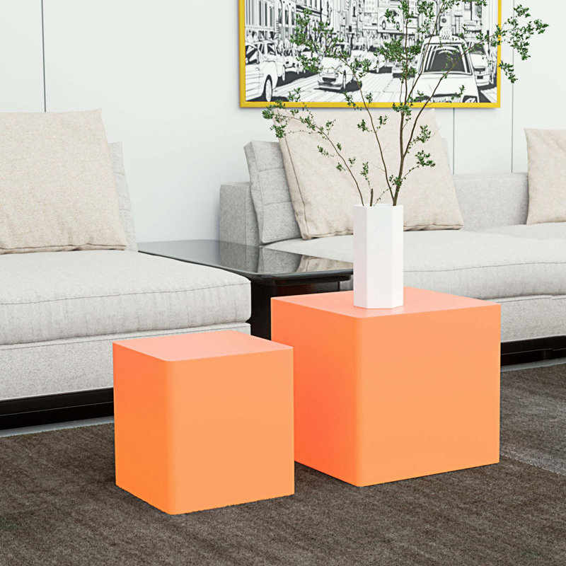 Table basse gigogne Josslyn, H 14,96 po x L 15,75 po x l 15,75 po, Orange