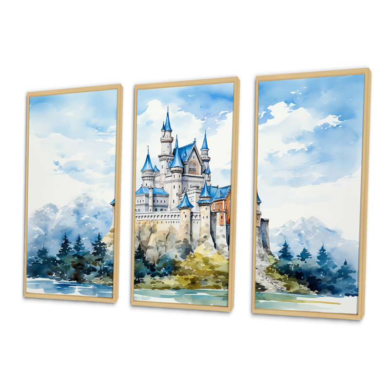 Fortress Castle In The Mountains - Castles, art mural, Cadre flottant brun, H 28 po x l 36 po x P 1 po