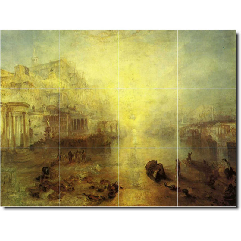 Carreau de céramique décorative 24 po x 18 po 6 po x 6 po, Joseph Turner, peinture de paysage W08818