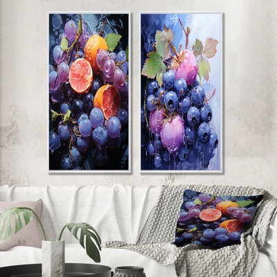 Ballet «Blueberry Fruit Serenade I», ensemble d'art mural sur toile 2 fruits