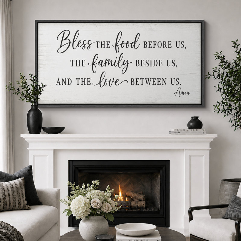 «Family Blessing», citation de ferme, salle à manger, décoration, très grandes photos, impression sur toile encadrée, Black