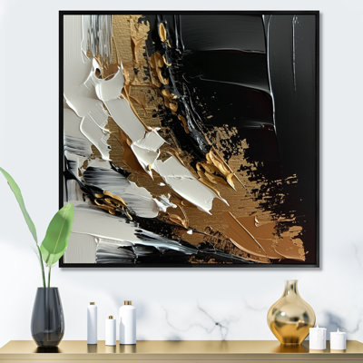 Imminent Bliss Bold texturé or et noir - art abstrait peinture murale